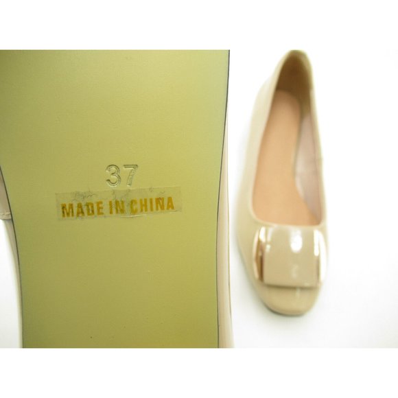 Women's Genuine Patent Leather Flats Low Block Heel Slip On Size 6.5 - Picture 12 of 13